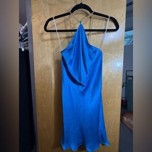 Amanda Uprichard Blue Halter Slip Dress